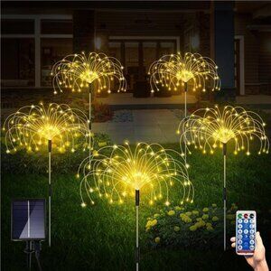 5 Pack Solar Garden Lights, Firework Outdoor Waterproof 120 LED 8 Modes